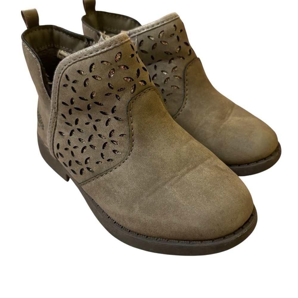Osh’Kosh B’Gosh booties taupe cutout glitter detailed ankle boots size 9 TODDLER